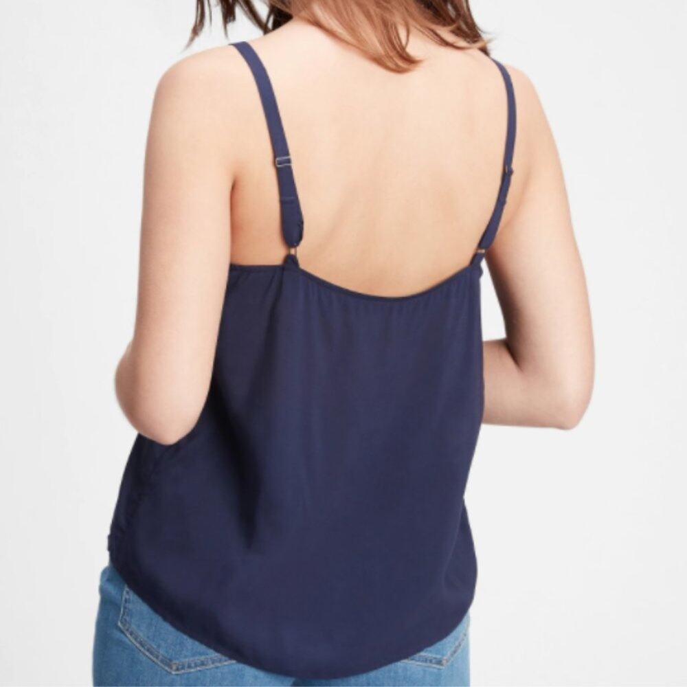 GAP Factory Navy Blue Pleated Print Tank Top - Picture 2 of 10